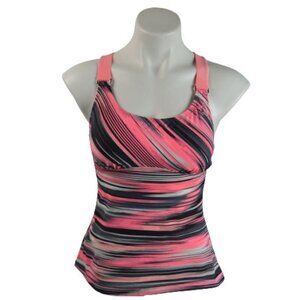 Gerry Workout Tank Built Bra Striped Melon Size: S